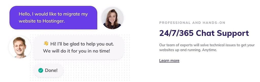 hostinger 24/7/365 support